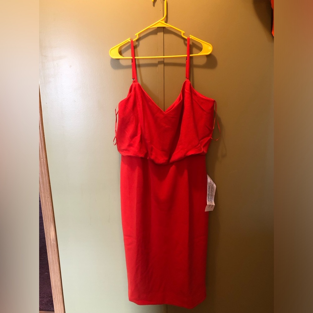Dress the Population XXL Alondra Blouson Sheath Dress in Red